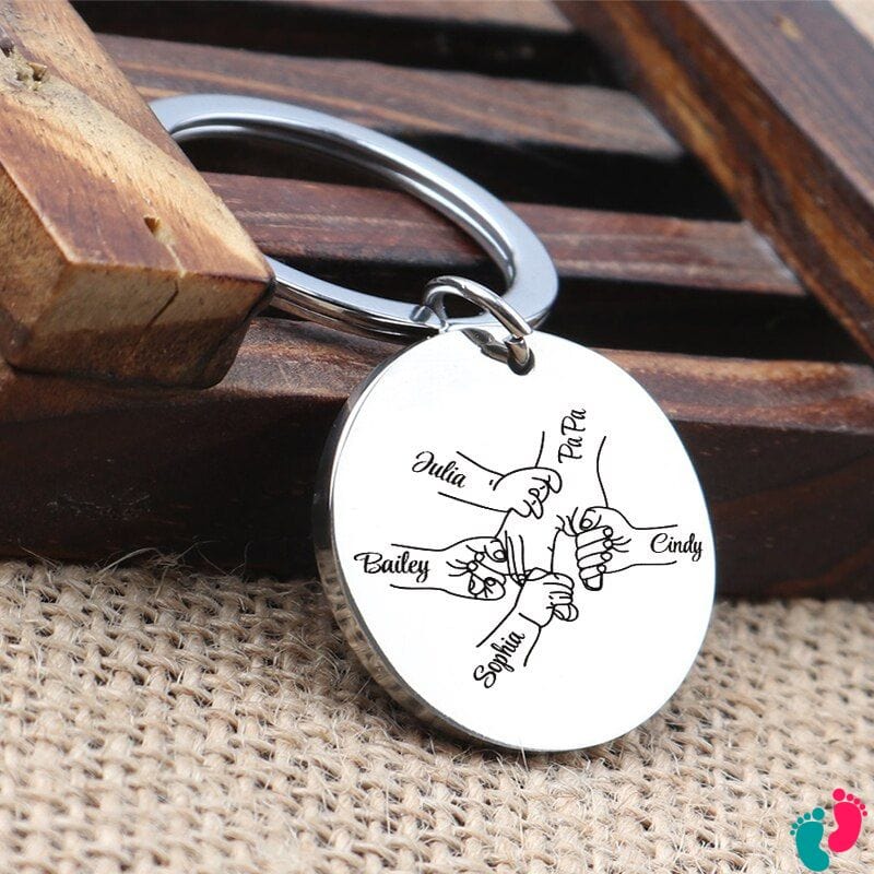 Porte clé main personnalisé prénoms des enfants - DADY HAND