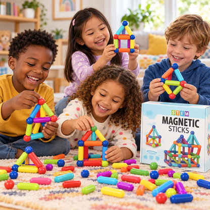 Jeu de construction magnétique - MAGNETIC STICKS (54 PCS + 10 PCS OFFERTES)