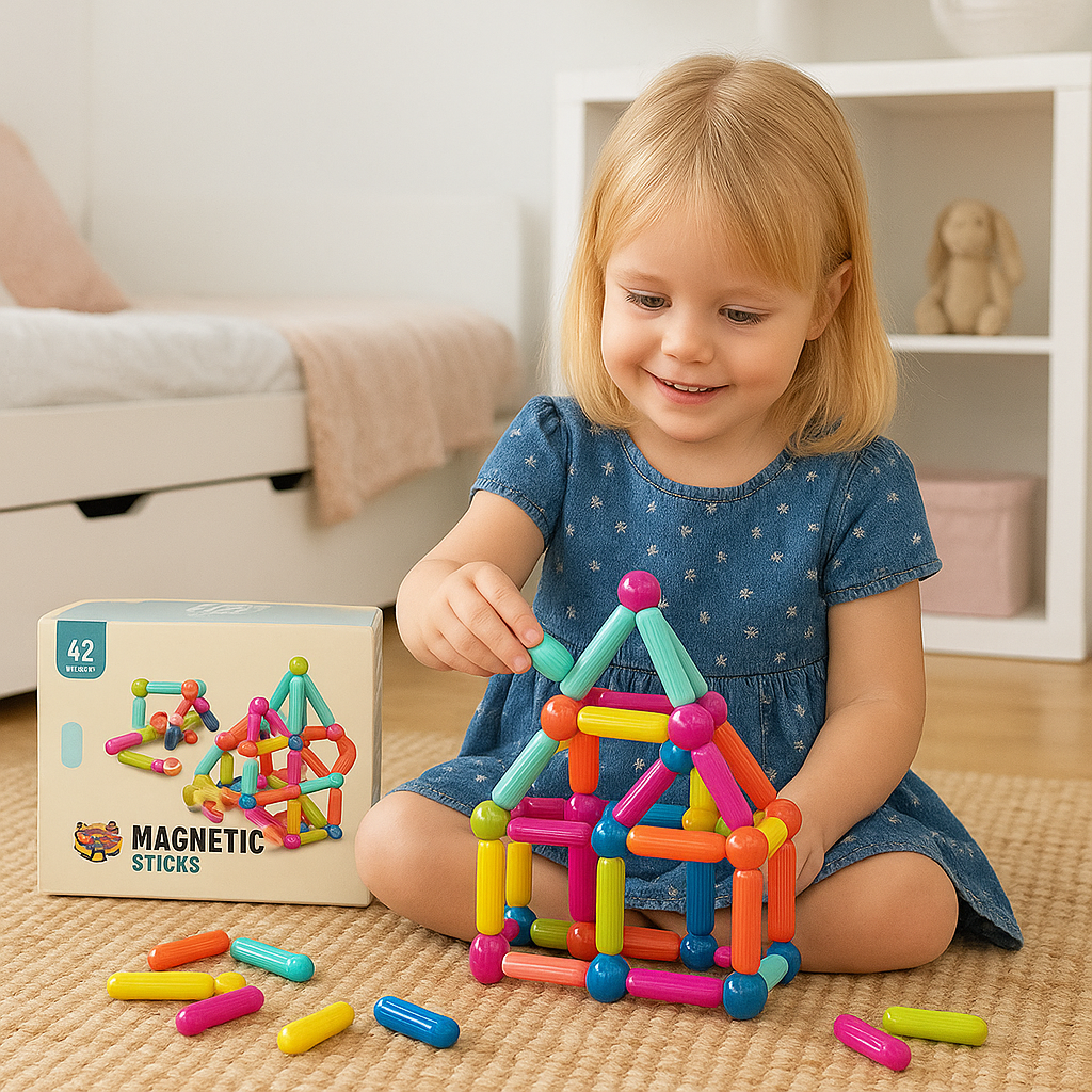 Jeu de construction magnétique - MAGNETIC STICKS (54 PCS + 10 PCS OFFERTES)