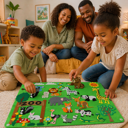 KIDS NATURE - Jeu en feutrine  des animaux éducatif Montessori