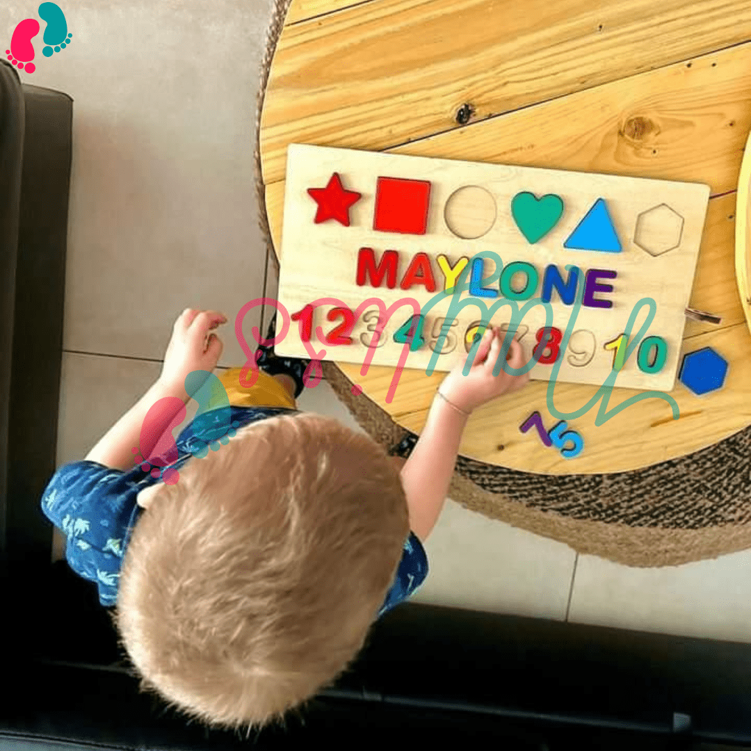 Eco-responsible personalized wooden children's puzzle - BABY NAME