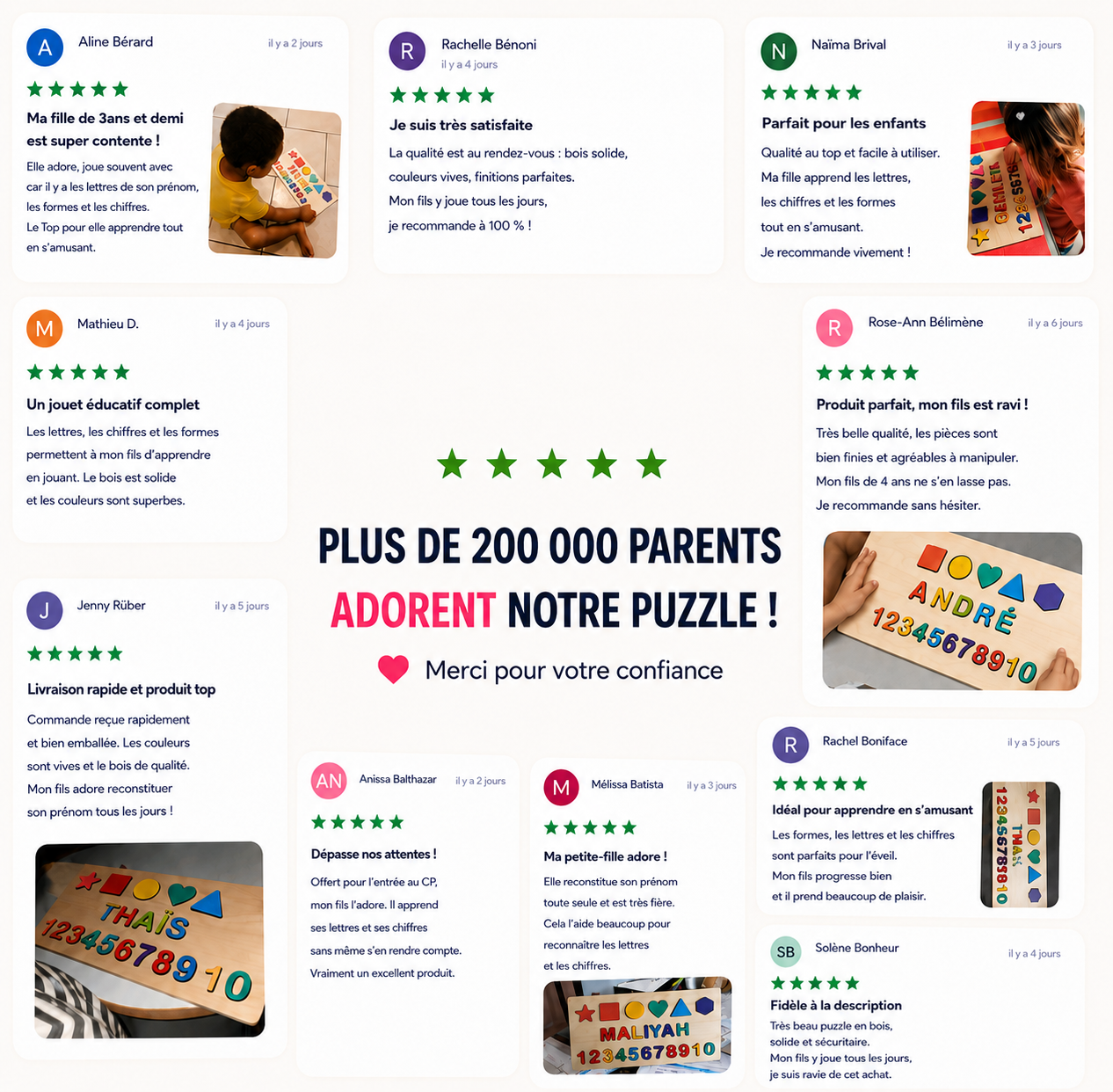 Puzzle enfant bois personnalisé éducatif éco-responsable - BABY NAME