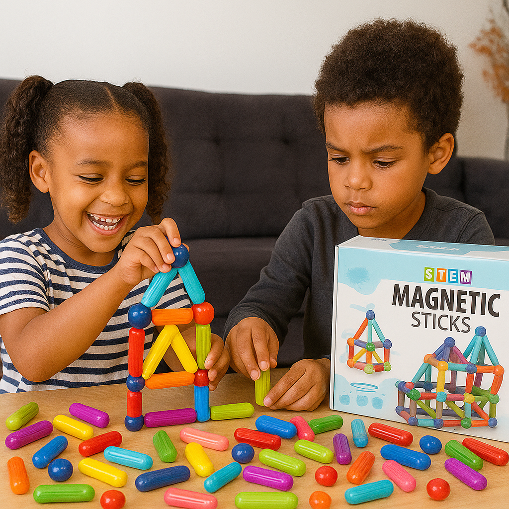 Jeu de construction magnétique - MAGNETIC STICKS (54 PCS + 10 PCS OFFERTES)