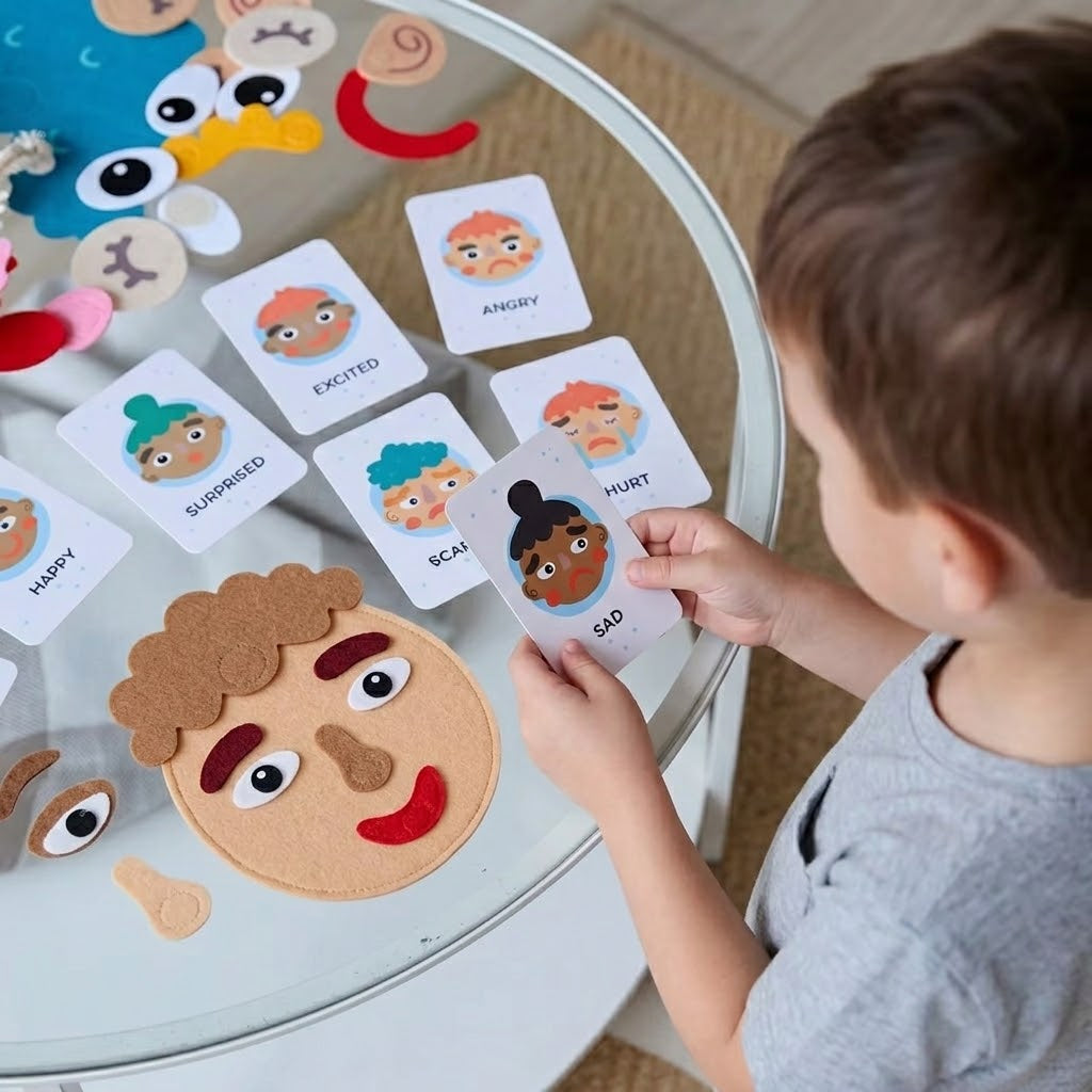KIDS EMOTIONS - Puzzle des expressions Montessori en feutrine