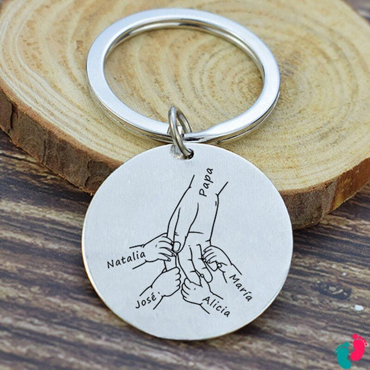 Porte clé main personnalisé prénoms des enfants - DADY HAND