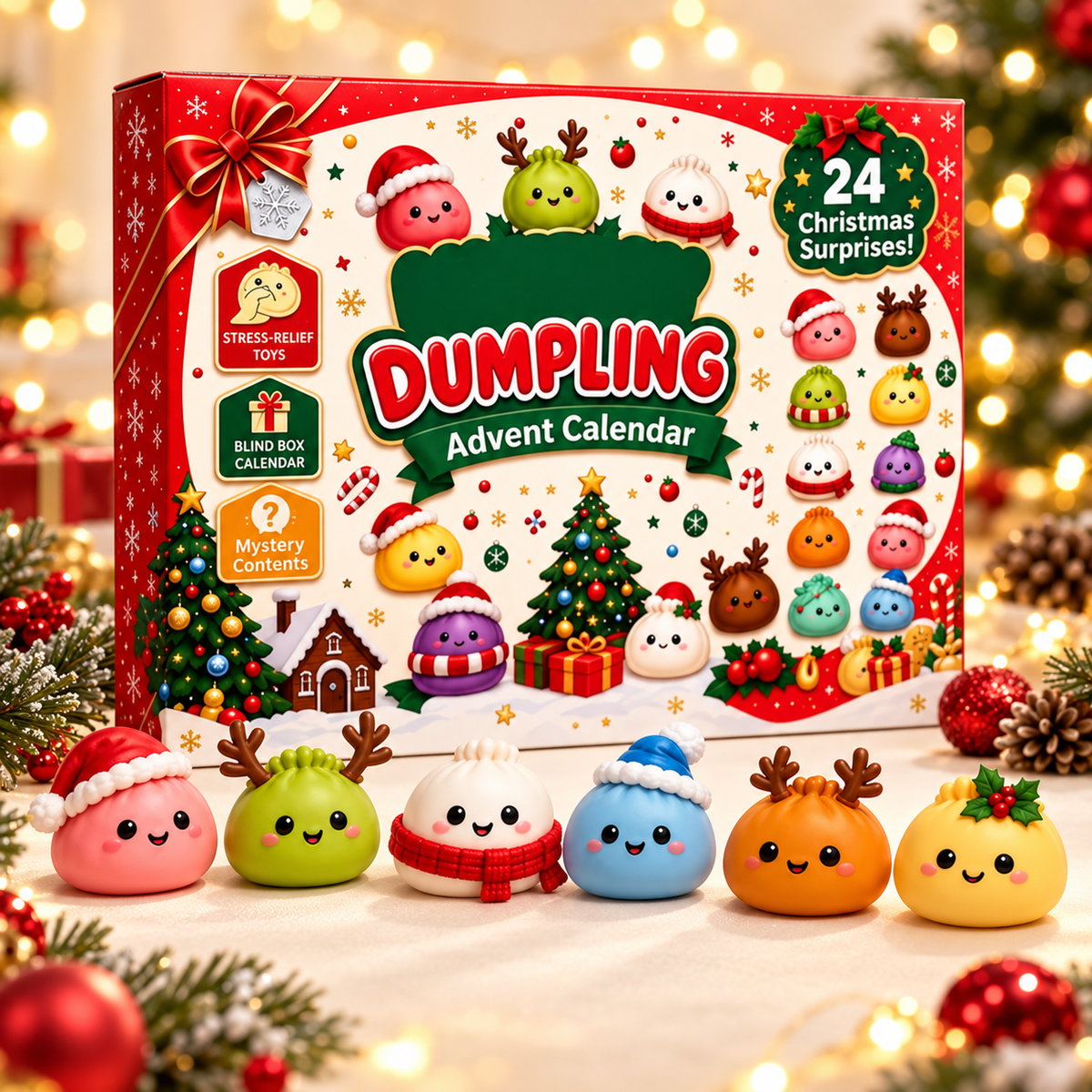 Calendrier de l'Avent squishy CHRISTMAS BUN et ses dumplings de Noël