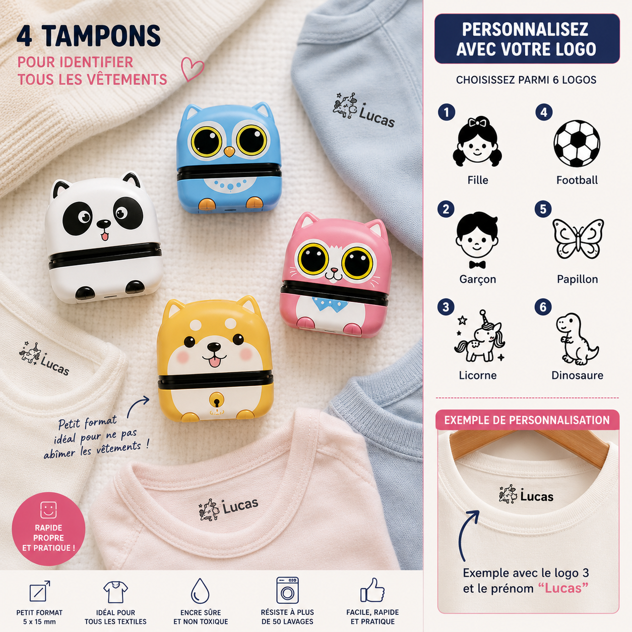 Tampon personnalisé multi-usage pour enfant - KIDS STAMP