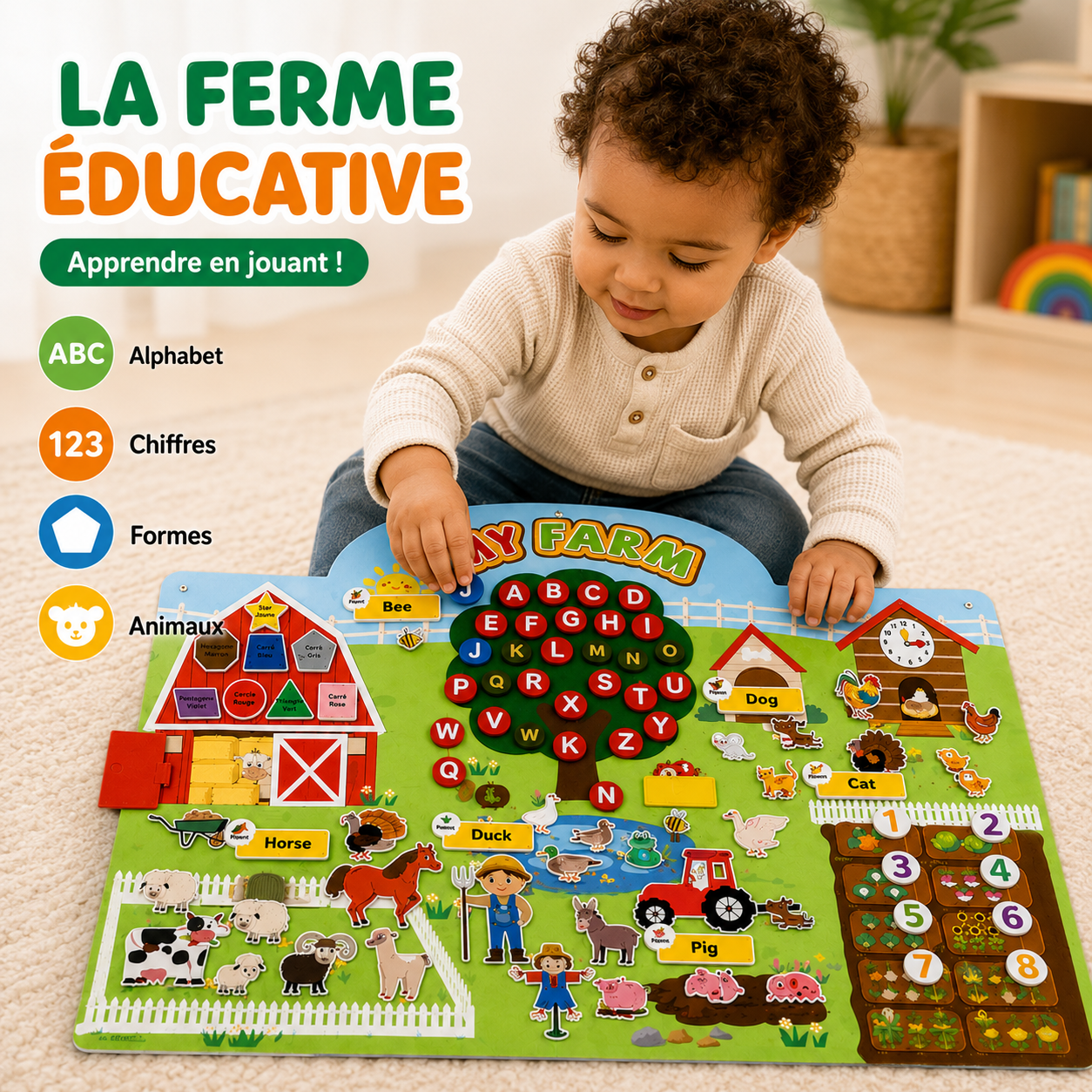 KIDS NATURE - Jeu en feutrine  des animaux éducatif Montessori