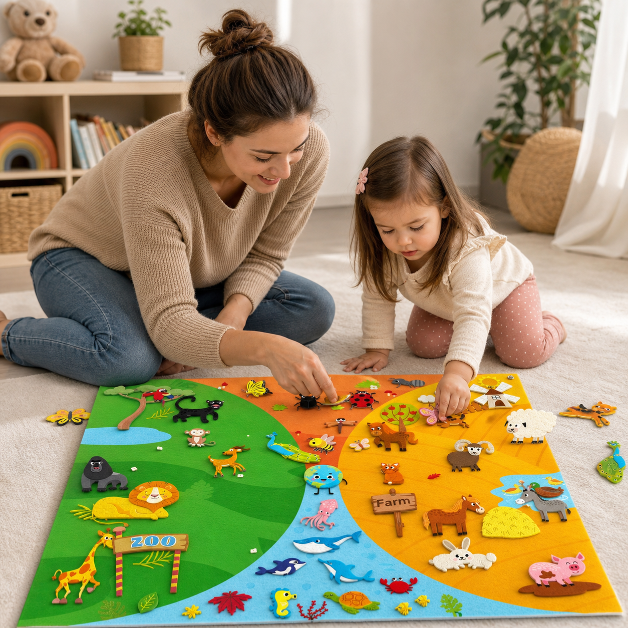 KIDS NATURE - Jeu en feutrine  des animaux éducatif Montessori