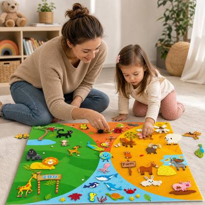 KIDS NATURE - Jeu en feutrine  des animaux éducatif Montessori