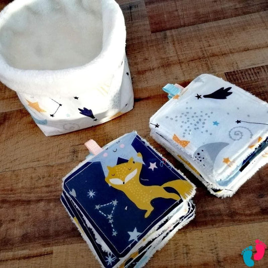CRÉA DOUCEUR - Panier en gigogne + 10 lingettes en éponge de bambou - Nayliss™