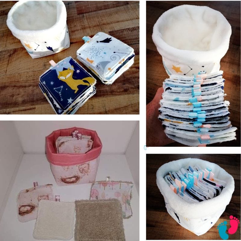 CRÉA DOUCEUR - Panier en gigogne + 10 lingettes en éponge de bambou - Nayliss™
